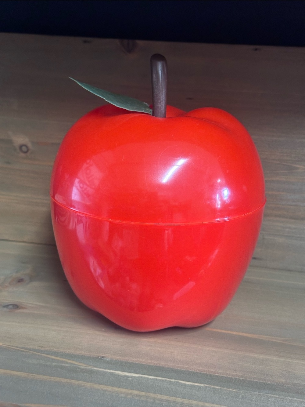 Vintage Red Apple Ice Bucket Shape Fun Plastic MCM Kitsch Barware Retro Bar Cart